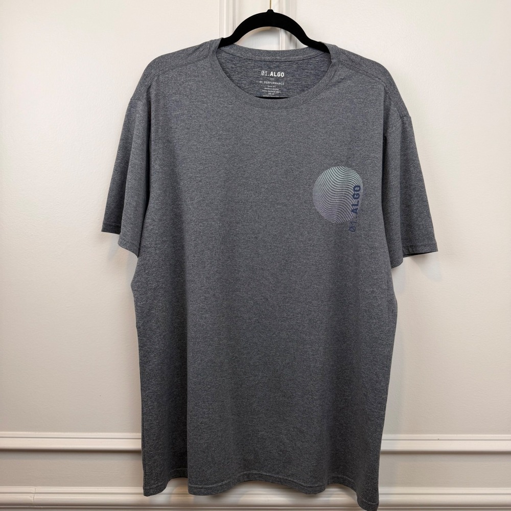 01.ALGO Mens Performance T-Shirt XL Gray Quick Dry UPF 40‎ Graphic MGK10040